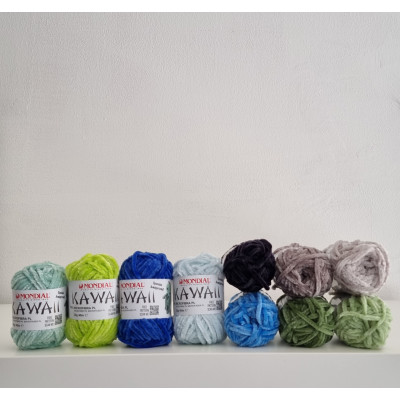 10 gomitoli Kawaii toni azzurro e verde